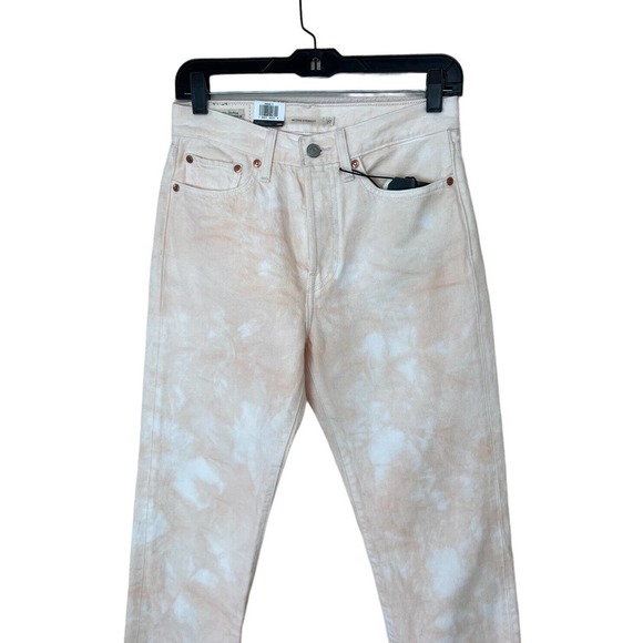 NEW Levis Wedgie Straight Jeans High Rise Denim Tie Dye Button Fly Pink Peach 27 - Picture 4 of 12